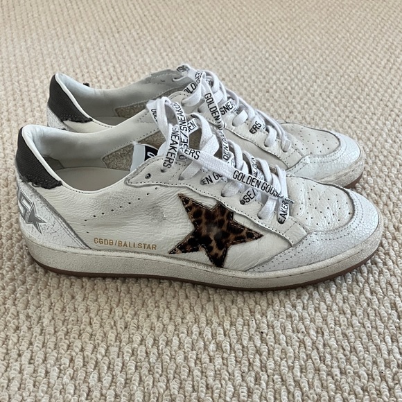 Golden Goose Women's White and Leopard Sneakers - Picture 1 of 6